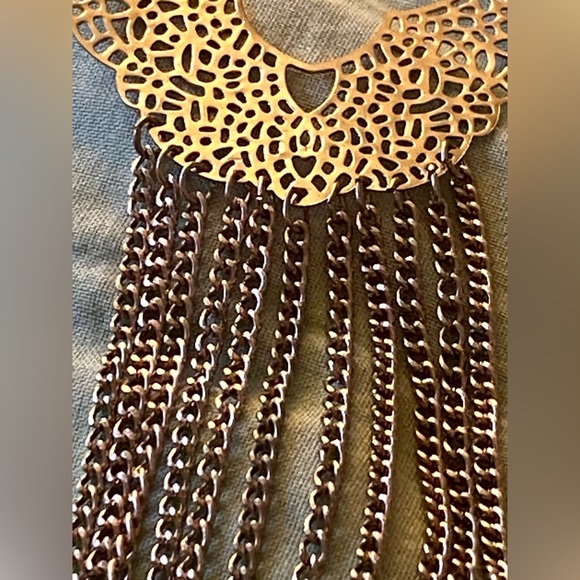 Gold & Neon Fringe Chain Earrings Urban Outfitters - Picture 5 of 6